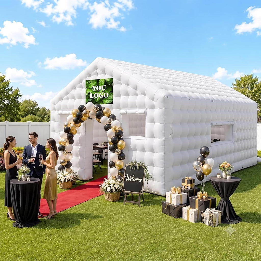 CZGBRO Inflatable Nightclub 20x16.5x12 FT, Large Party Tent with 2 Doors & Logo Area, Ideal for Birthdays, Backyard Events, Weddings & Rental Use(White)