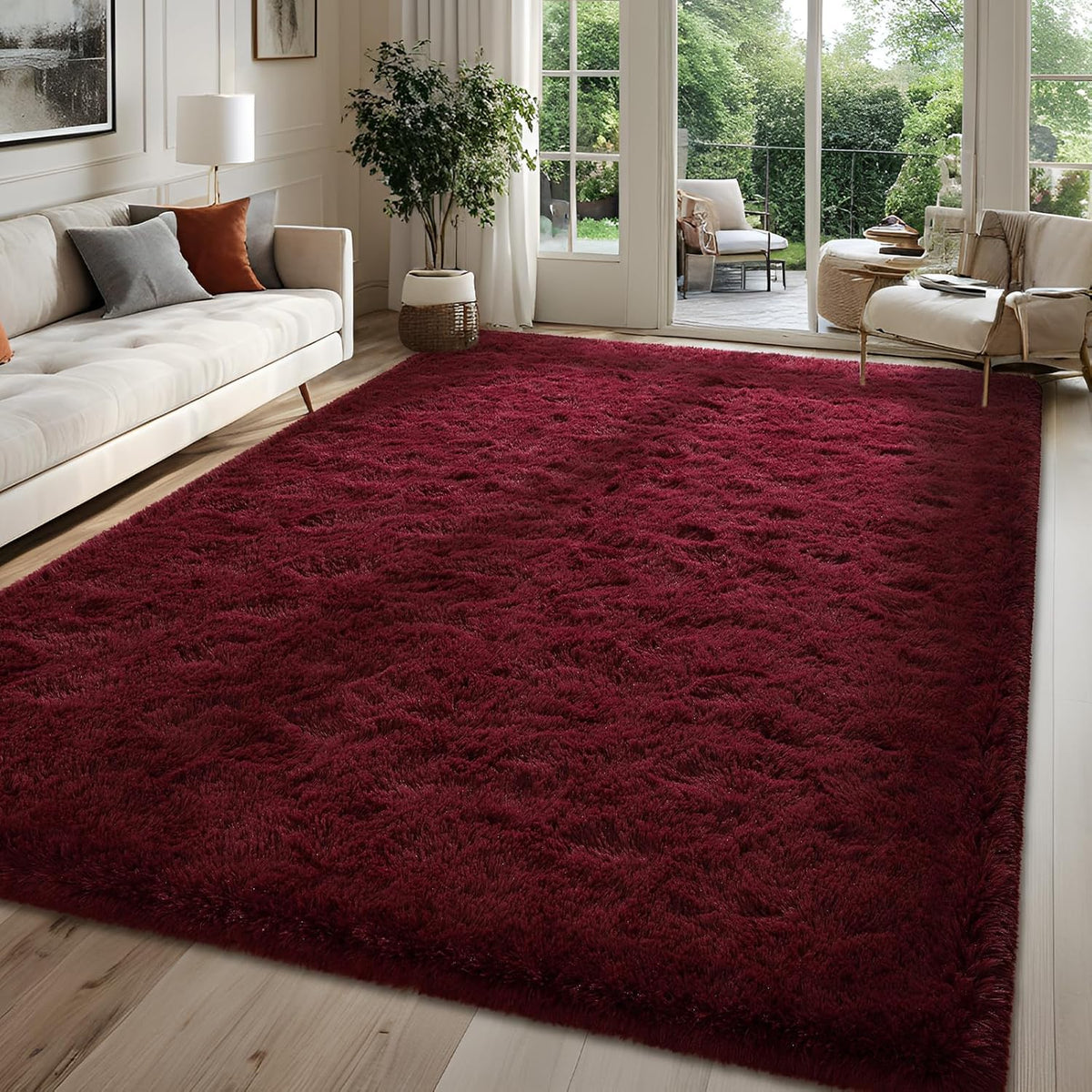 8x10 Large Burgundy Red Area Rug Plush