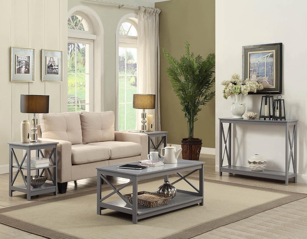 Convenience Concepts Oxford Coffee Table with Shelf, Gray