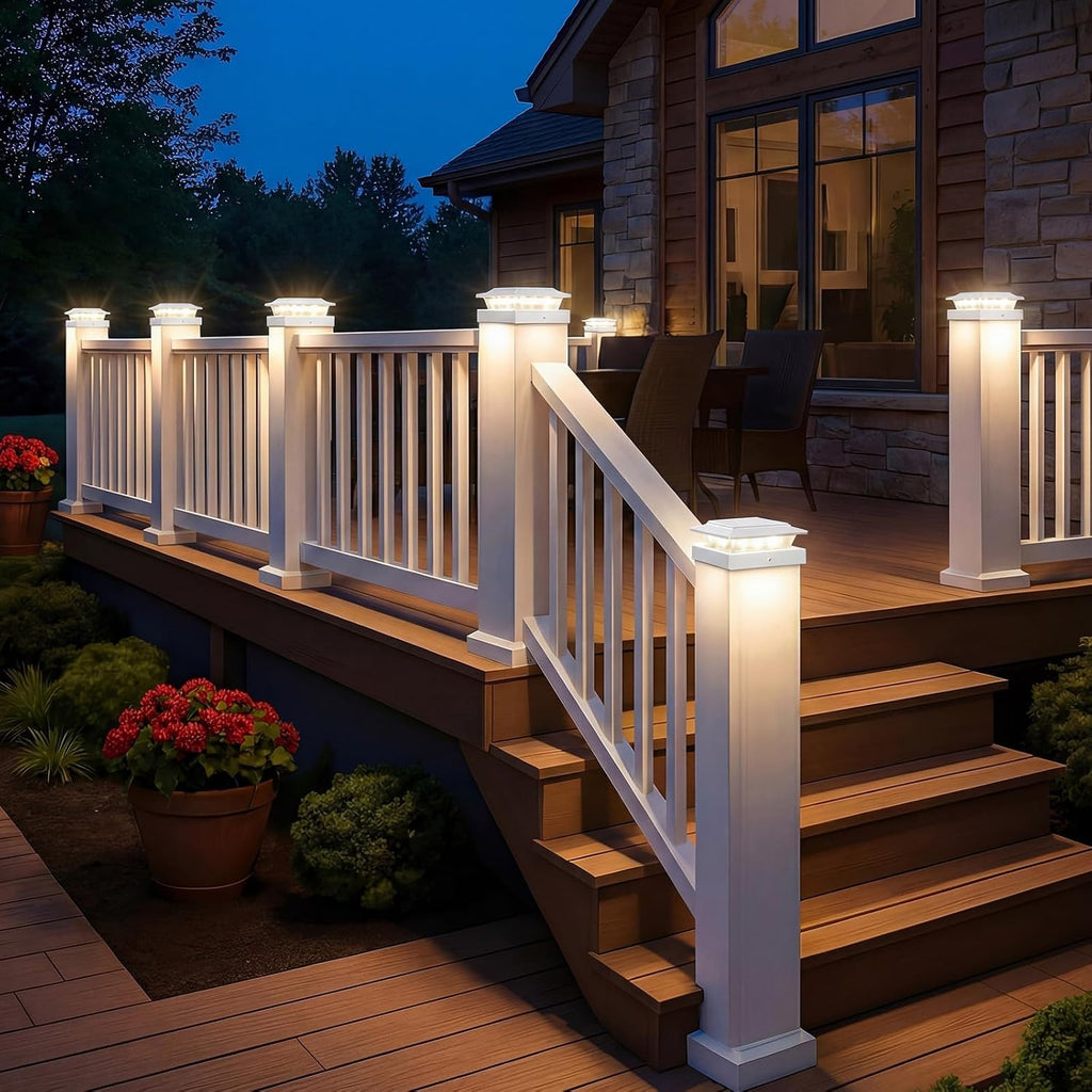 kolpop solar post cap lights outdoor 10 pack shown in use