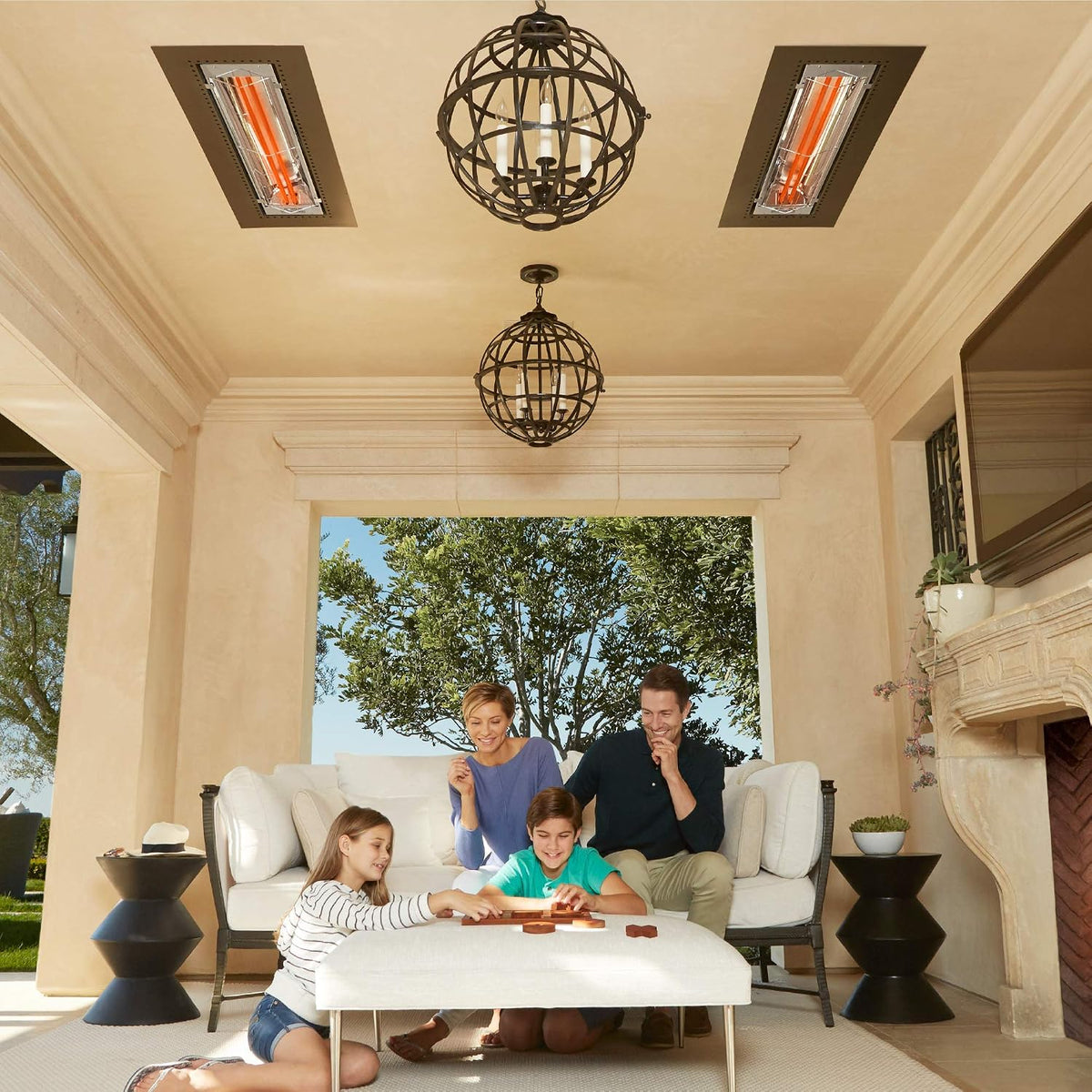 Infratech WD-6024 BL Stainless Steel Fixture Dual Element Electric Patio Heater 61.25" Long, 6000 Watt, 240 Volts, Black Finish