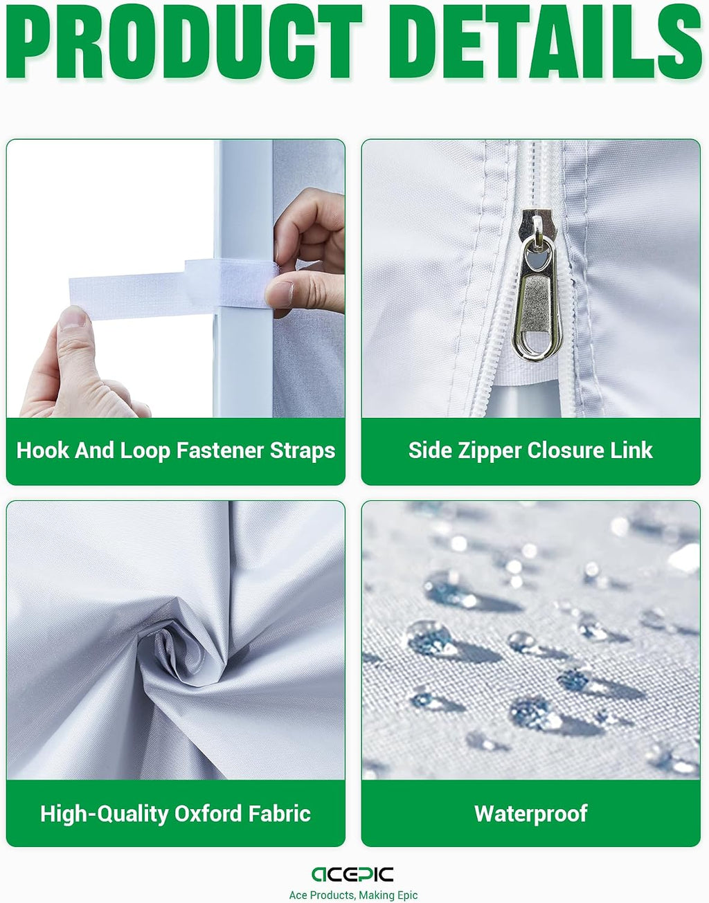 ACEPIC 10x20ft Canopy Sidewalls Only, White (4PCS, Frame Not Included)