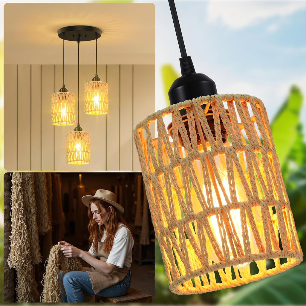 phaosio 3-light pendant lights, farmhouse hanging light fixture shown in use