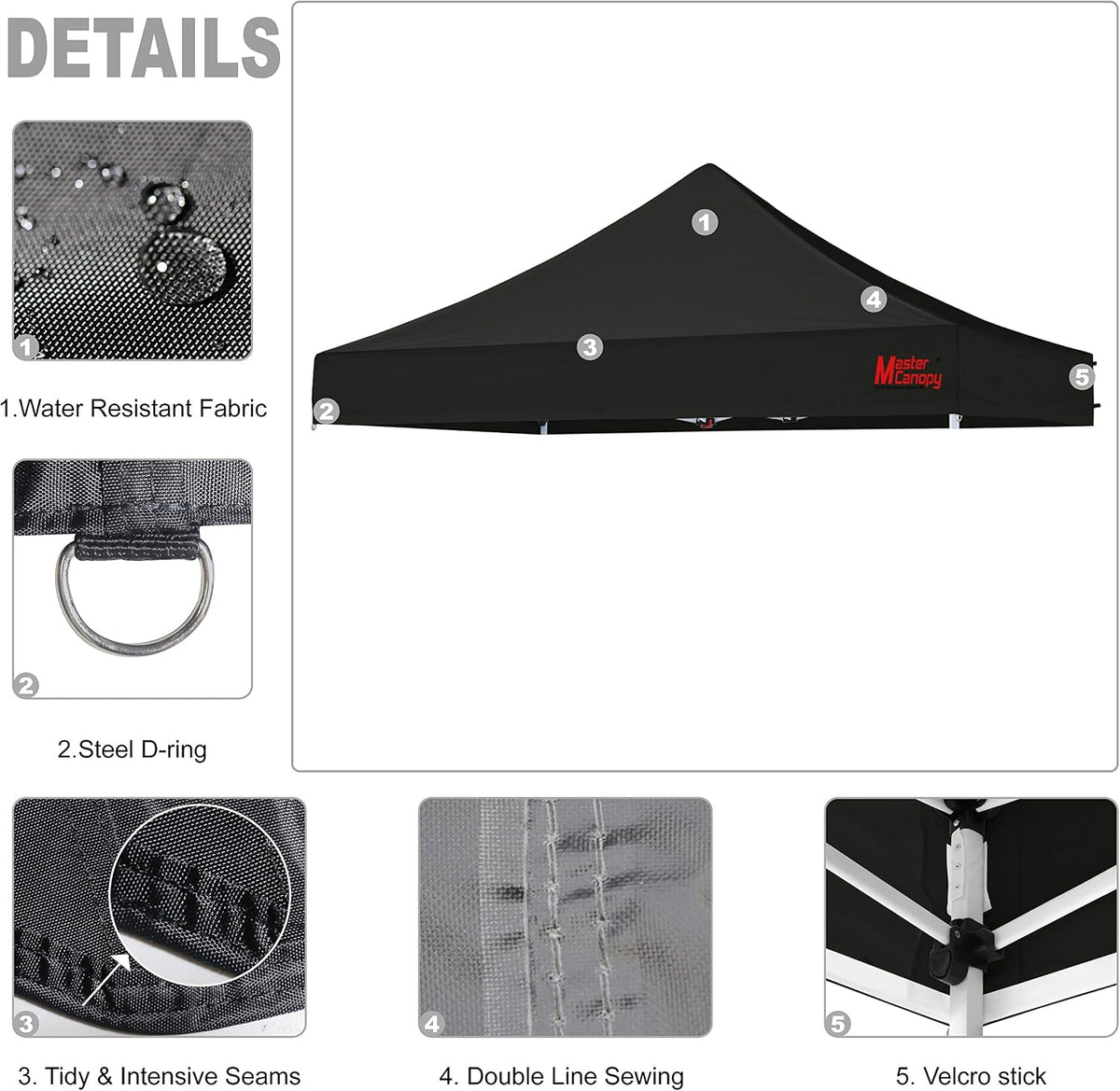mastercanopy 8x8 replacement pop up canopy top for, side view