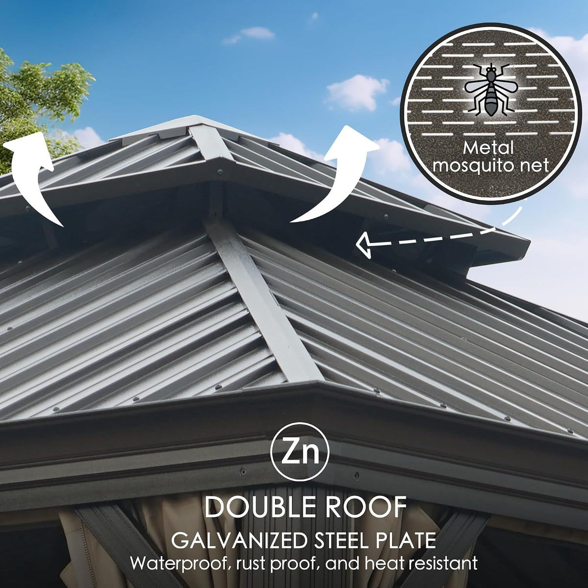 Kozyard Alexander 10' x 12' Hardtop Gazebo, Aluminum Frame