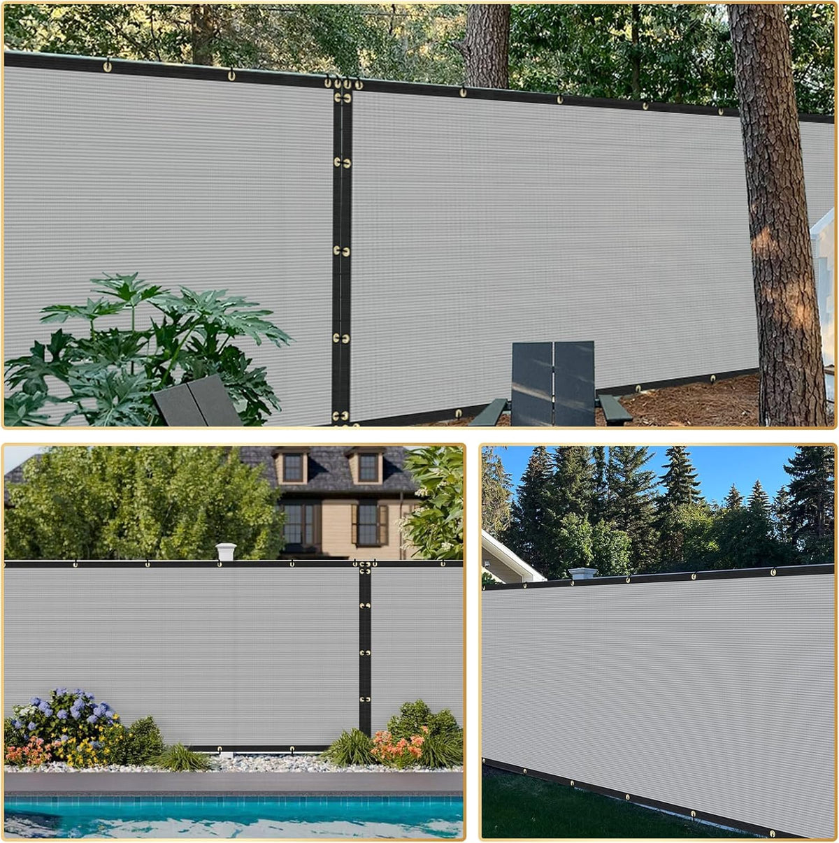 Privacy Fence Screen 6' x 30' Fencing Cover Heavy Duty Mesh Windscreen Cloth for Outdoor Garden Patio Backyard Chain Link Fence Gray