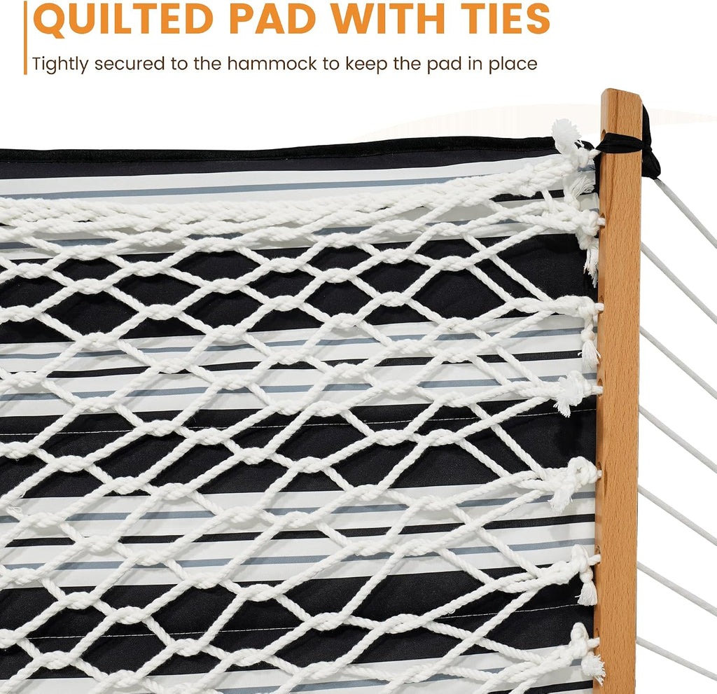 Lazy Daze Double Handwoven Rope Hammock with Pad and Pillow Set for Outdoor