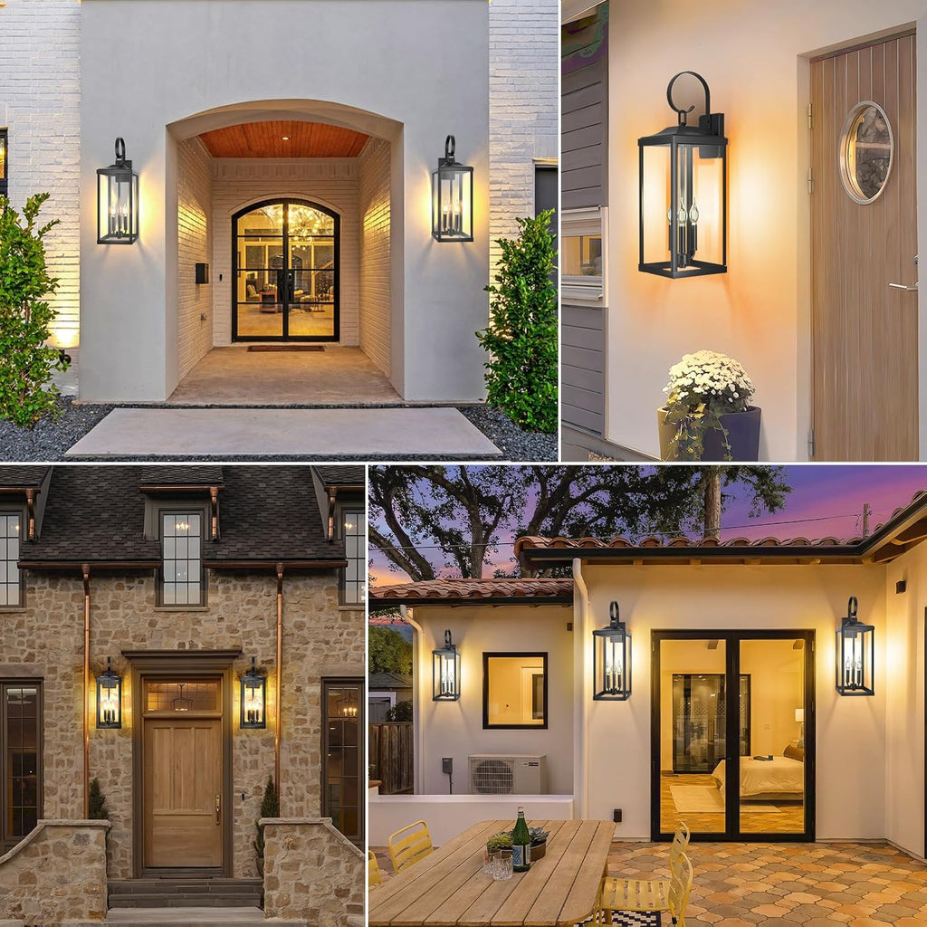 24" Extra Large Outdoor Wall Lights, Waterproof Outdoor Wall Sconce 3-Light