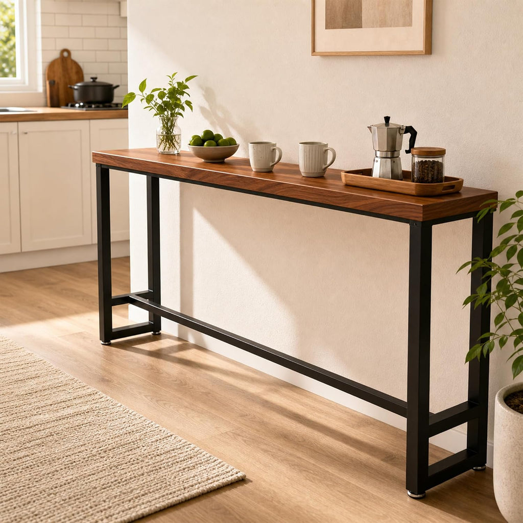 94.5" Solid Wood Bar Height Table, Long Narrow High Top Pub Table