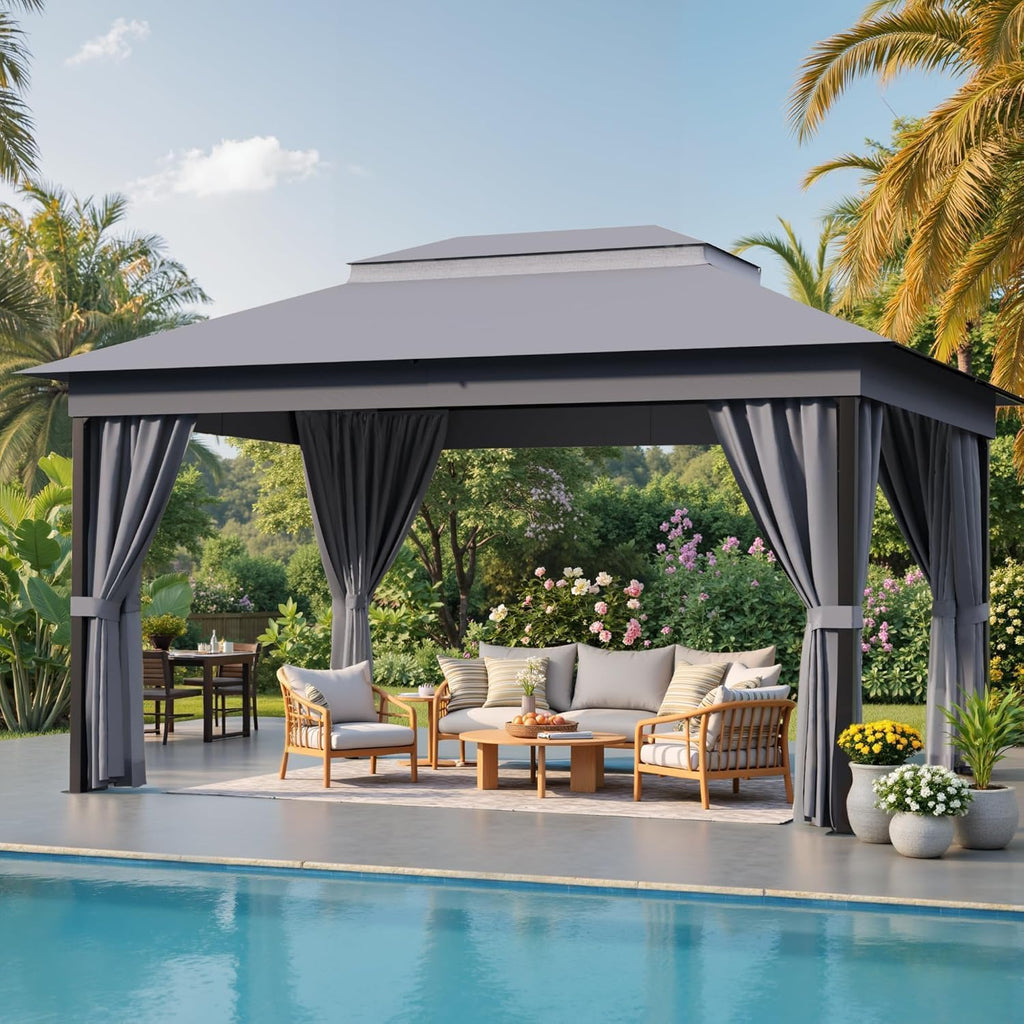 Devoko 10'x13' Outdoor Gazebo for Patio, Heavy Duty Steel Frame Canopy
