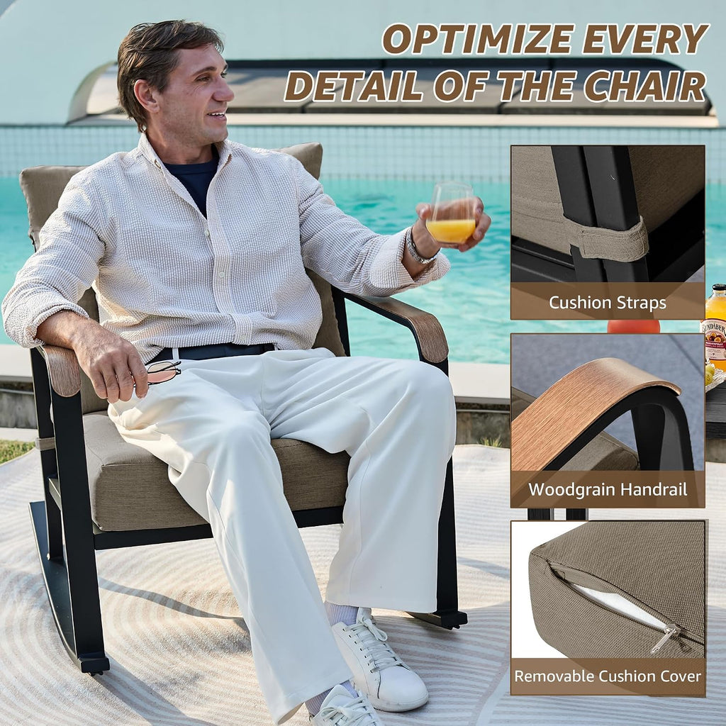 NATURAL EXPRESSIONS 3 Piece Patio Bistro Set, Glider Rocking Chairs & Table