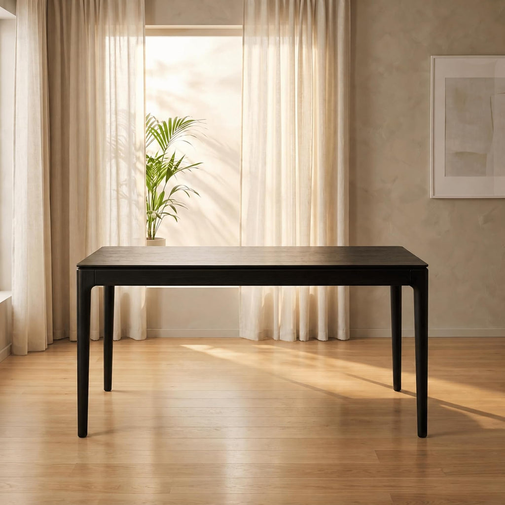 Mingle 55 Inch Modern Rectangular Dining Table, Seats 4-6, Burnt Black