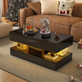 Verano Garden Modern High Gloss LED Coffee Table, 2-Tier Center Table