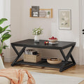 EnHomee Coffee Table with Storage & Shelf for Living Room, Black Oak