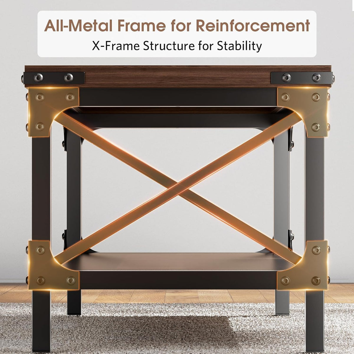 Rectangle Coffee Tables for Living Room, Wood Rectangular Coffee Table, 2 Tier Dark Brown Modern Center Table with Thickened Tabletop and Metal Frame, 40 inch Long (Walnut)