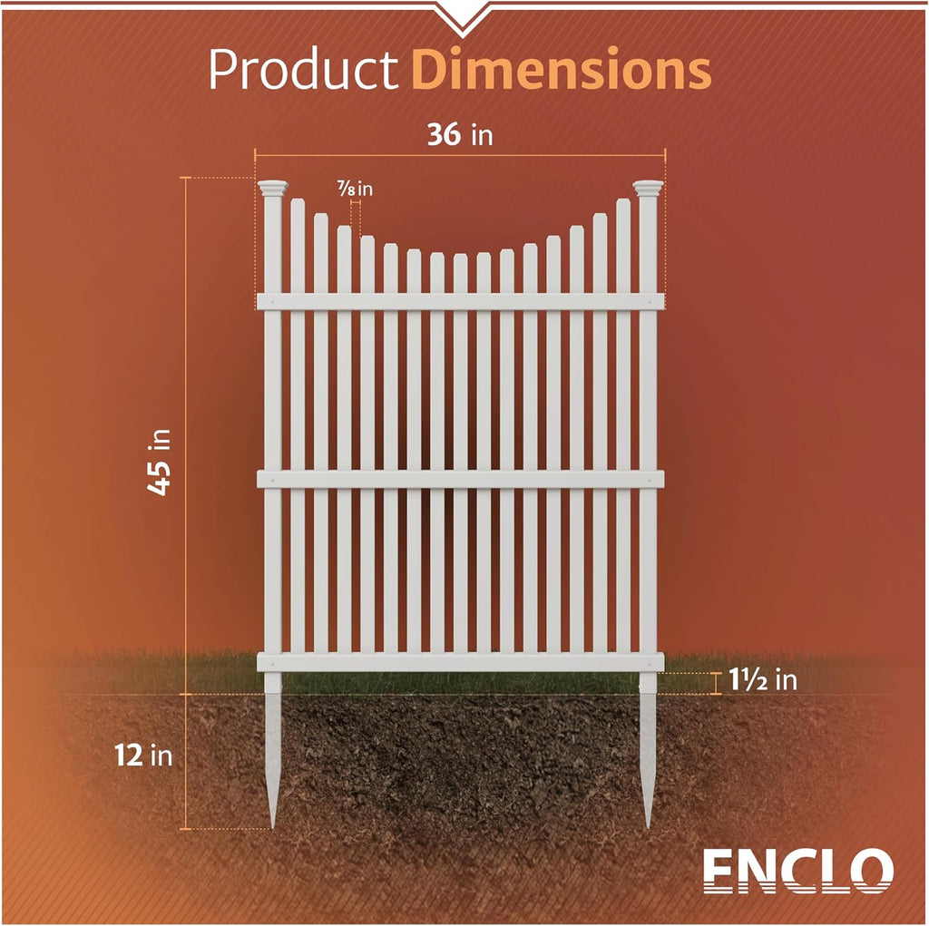 Enclo Huntersville Privacy Screen 2pk, White Vinyl DIY No Dig Kit