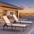 Tangkula Set of 2 Patio Furniture Outdoor Rattan Wicker Lounge Chair Set Adjustable Poolside Chaise with Armrest and Removable Cushions