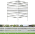 BESFUR 42" H x 38" W Metal Privacy Fence Panels for Outside, Air Conditioner Fence, Decorative Fence Panels for Patio Privacy, Trash Can Hider Outdoor, Pool Equipment Enclosure(White/2 Panels)