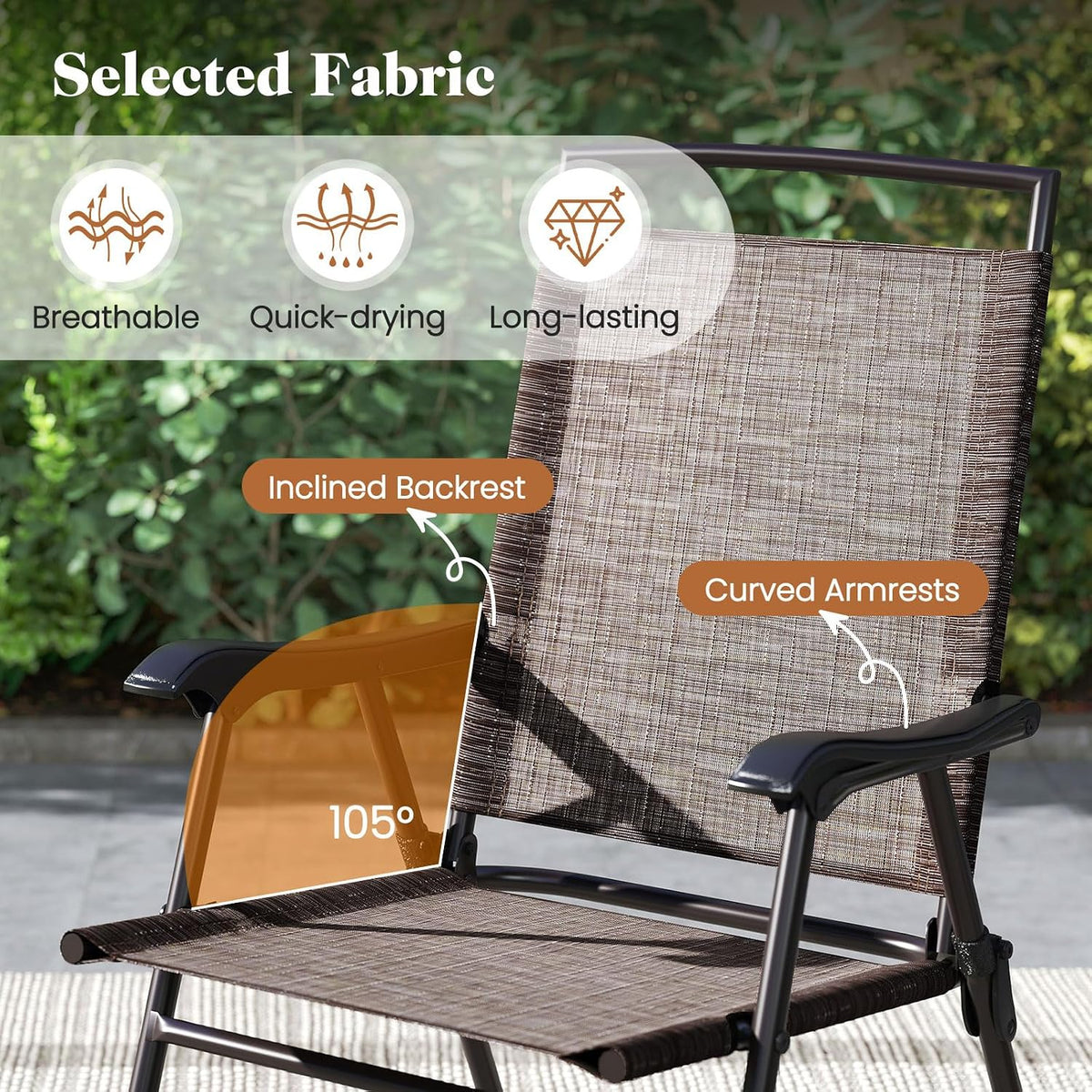 Tangkula 3 Piece Bistro Set Outdoor, Bistro Folding Chairs and Table Set, Rippled Tempered Glass Round Tabletop with Umbrella Hole, Small Patio Furniture Dining Set for Porch Balcony Garden Yard
