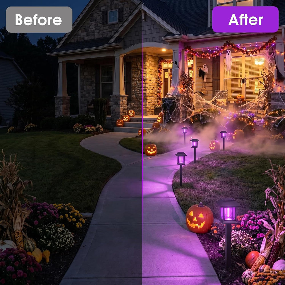 Greluna Solar Lights Outdoor,12 Pack Purple Waterproof Auto On/Off Solar Path...