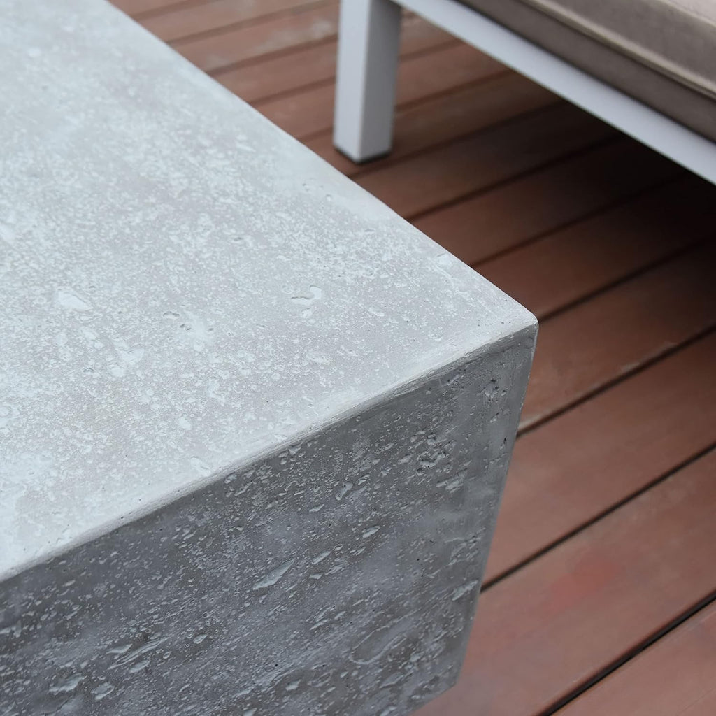 Elementi Manhattan Outdoor Gas Firepit Table 36 Inches Natural Gas Fire Pit Patio Heater Concrete High Floor Clearance Firepits Outside Electronic Ignition Backyard Fireplace Cover Lava Rock Included