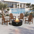 SERWALL HDPE Stackable Adirondack Chairs Set of 4,Space-Saving, Brown
