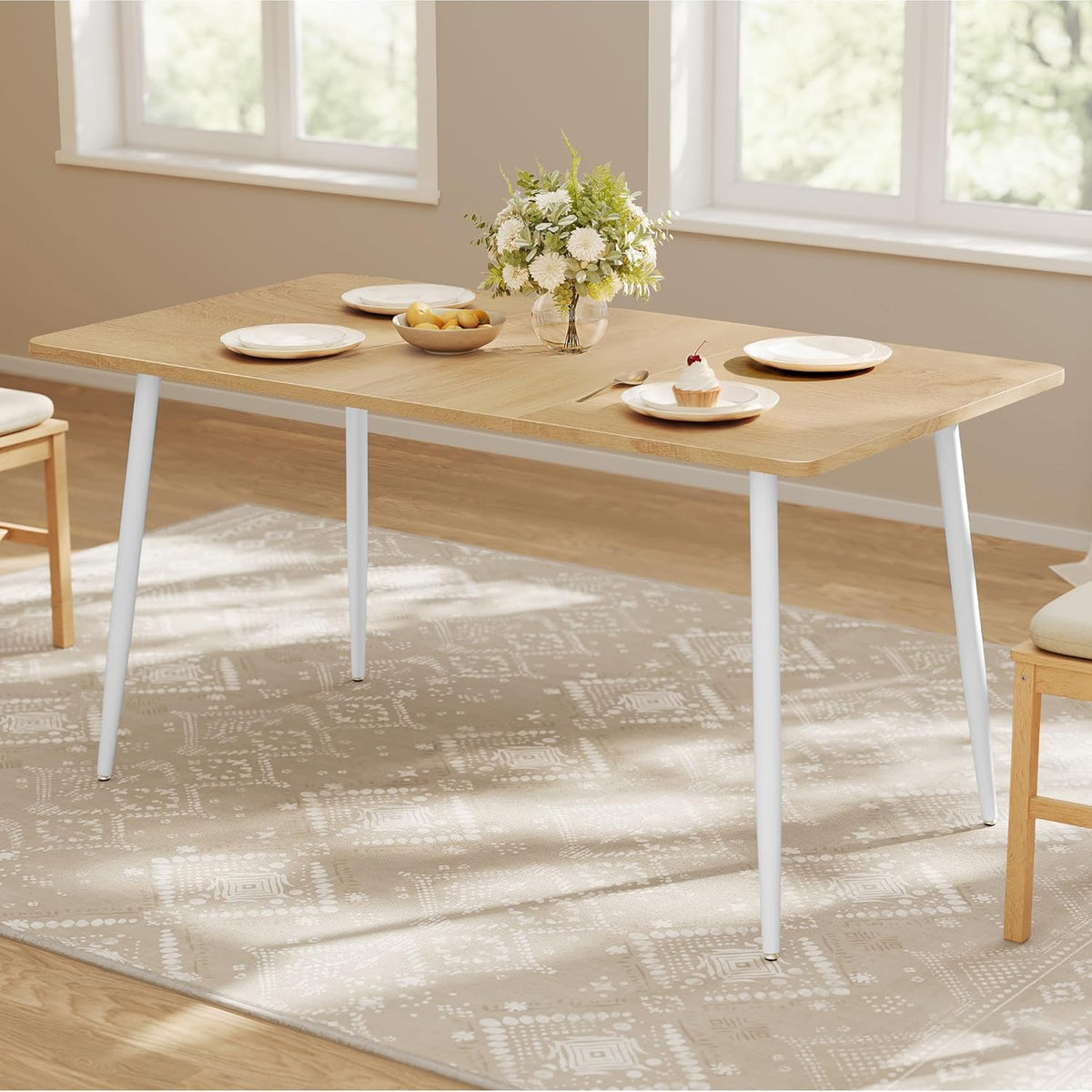 VASAGLE 55.1" Dining Table for 4-6 People, Modern Kitchen Table
