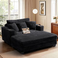 HUSFU 60" Chaise Lounge Chair Indoor, Wood Frame, Black