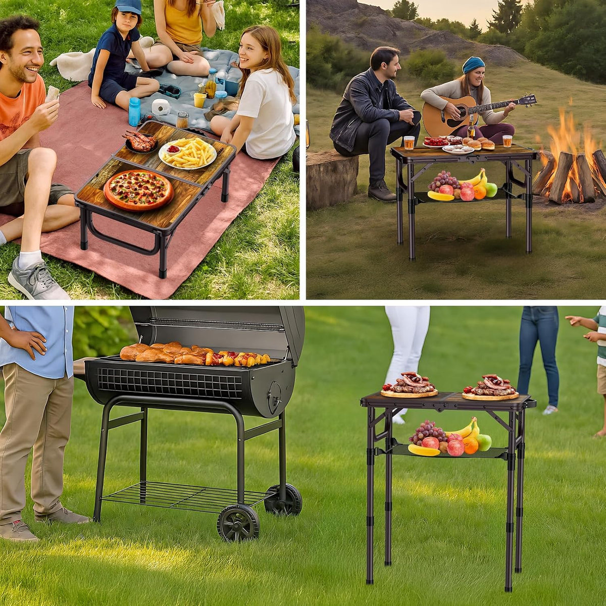 Anbte 2ft Camping Folding Table, 24" X 16" Aluminum Small Portable Table