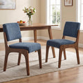 VKNOW Dining Chairs Set of 2, Modern Kitchen Chairs with Wood Legs, Blue