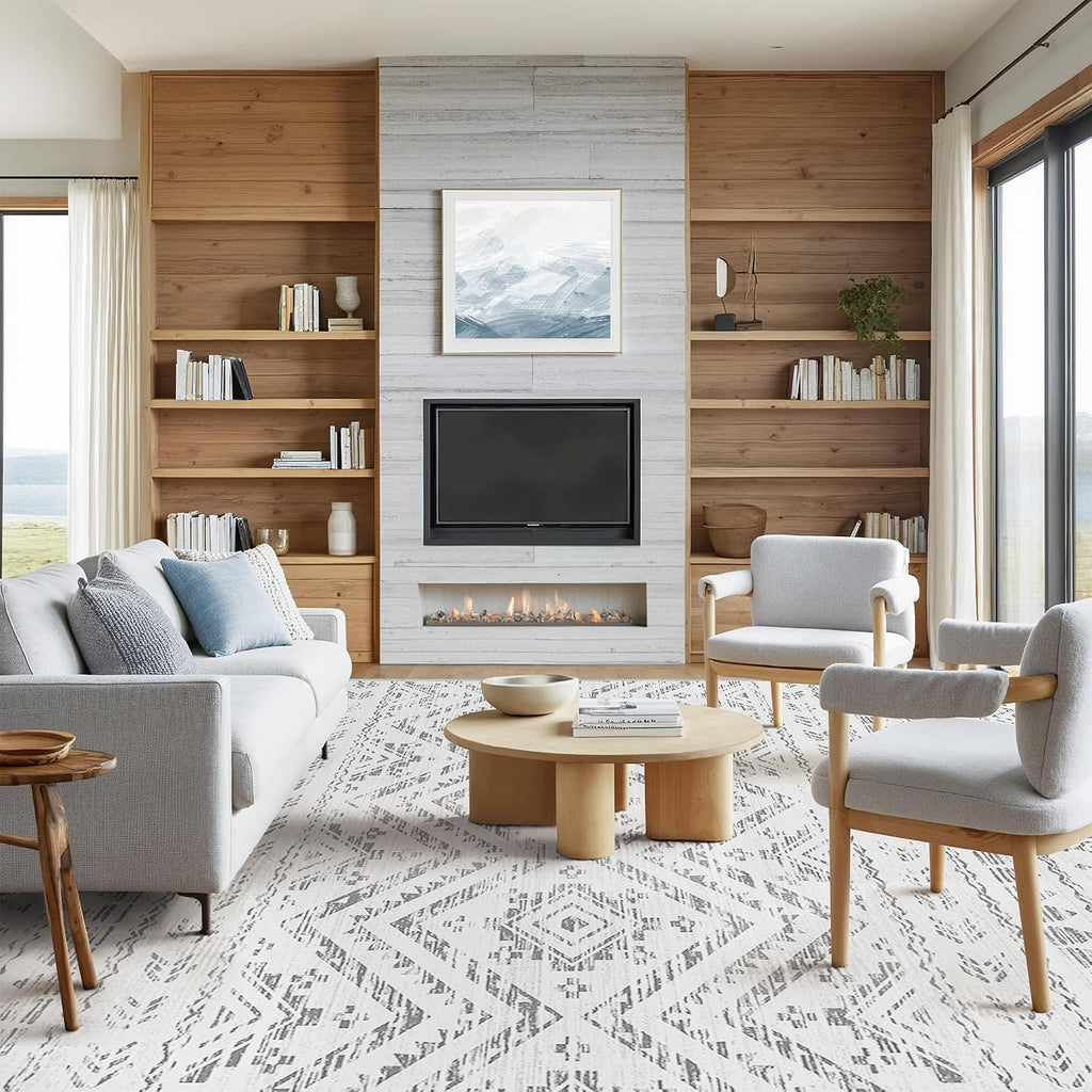 Miukiki 8x10 Area Rug for Living Room, Washable Soft Non Slip Rug Grey