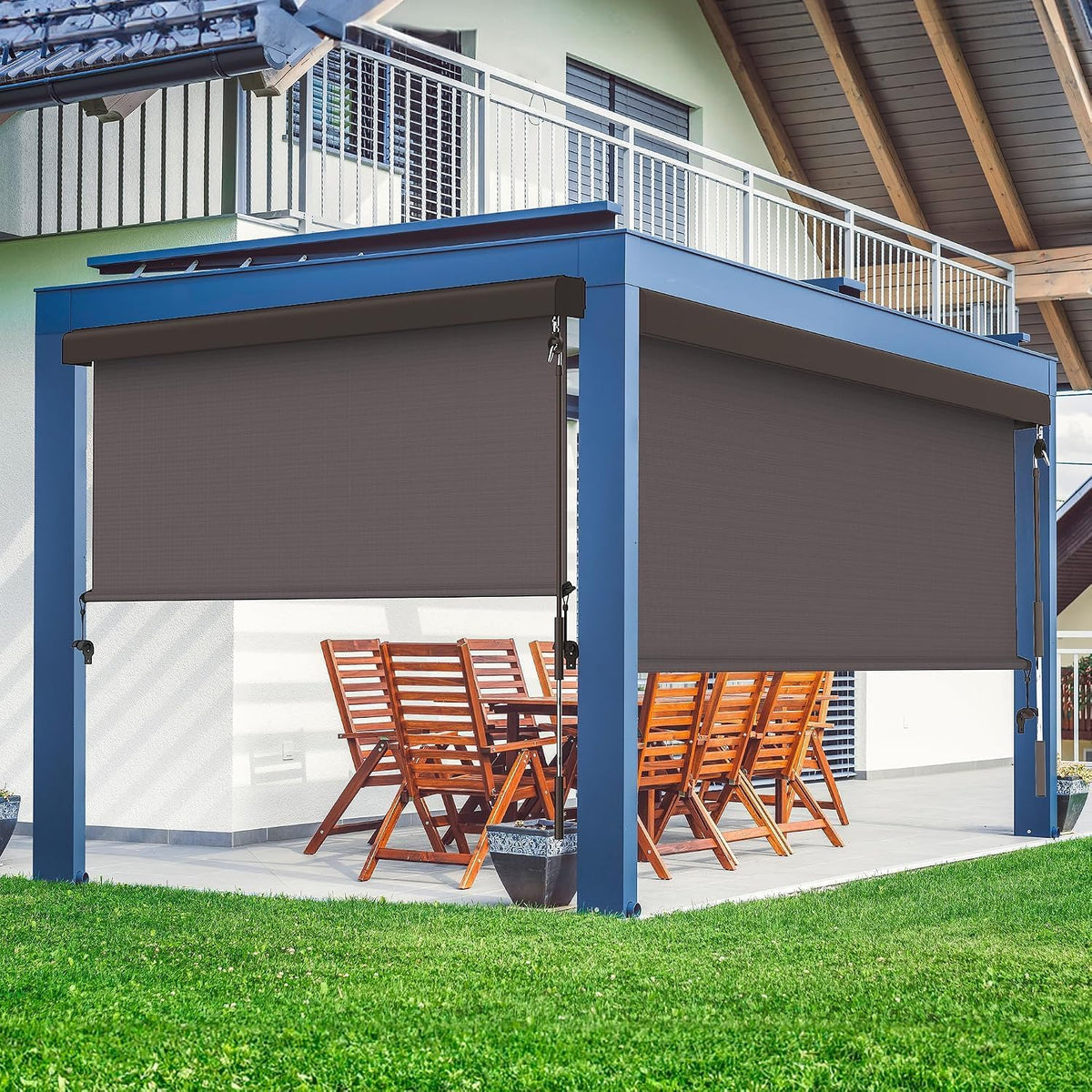 10'W x 8'H Integrated Outdoor Roller Shade for Sun & Privacy Protection