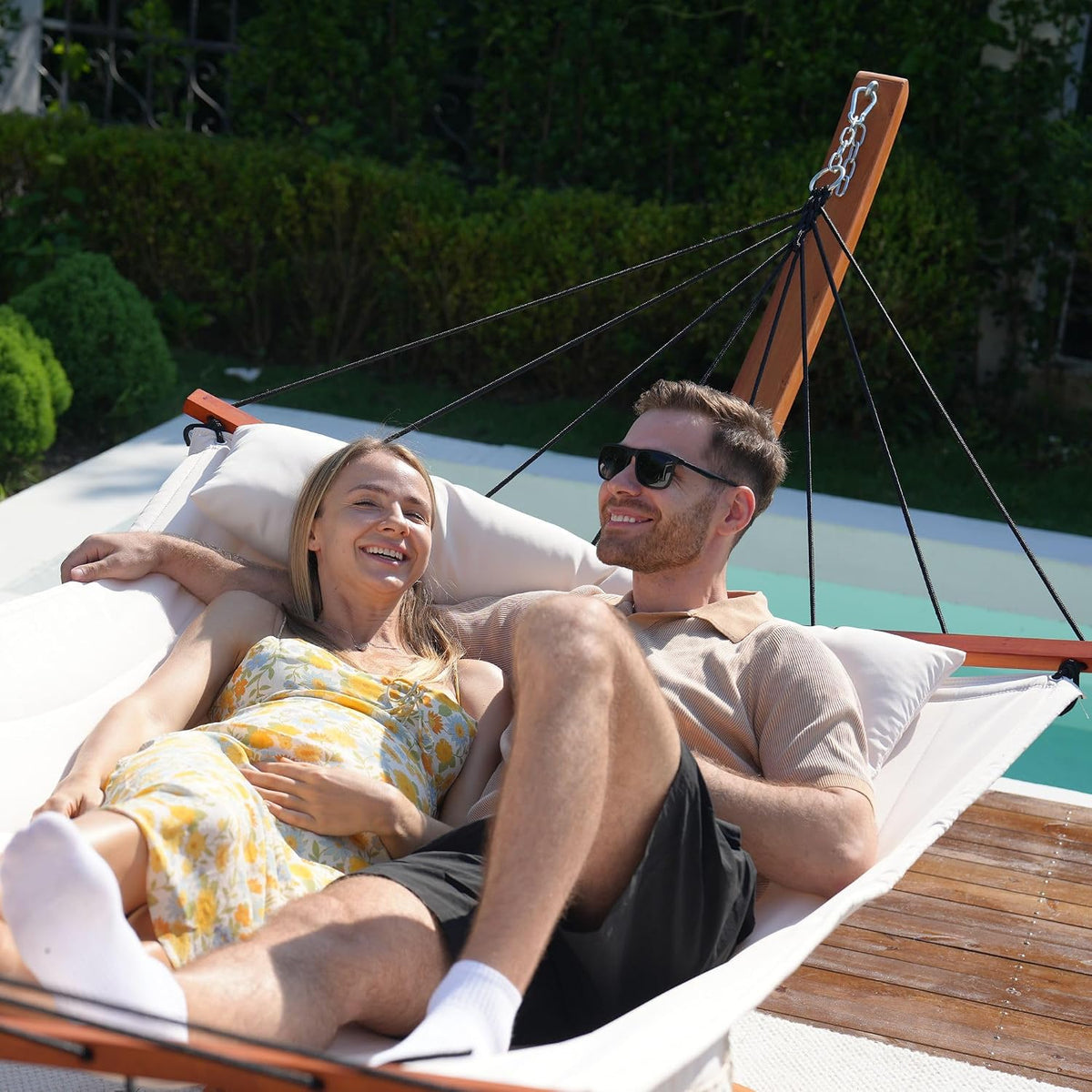 Lazy Daze Portable Hammock with Curved Spreader Bar & Carry Bag, Natural