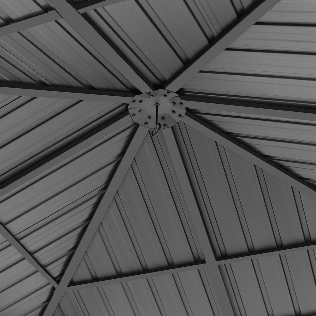 TOOLPORT 10x10 ft Hardtop Gazebo Steel Roof, Champagne