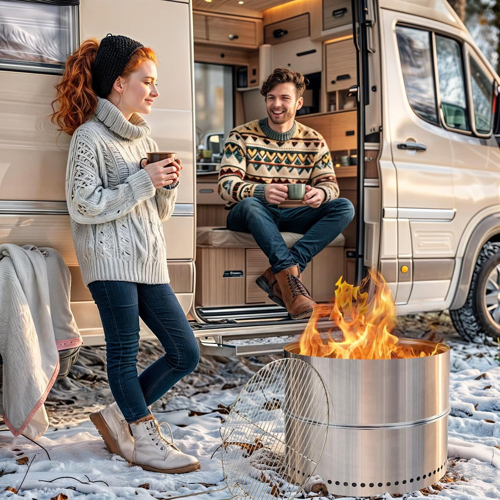 HGD 20 inch Smokeless Firepit Outdoor, Portable Smokeless Fire Pit for Camping with Travel Bag, Stainless Steel Wood Burning Stove for Backyard & Patio, Easy Setup & Compact Storage