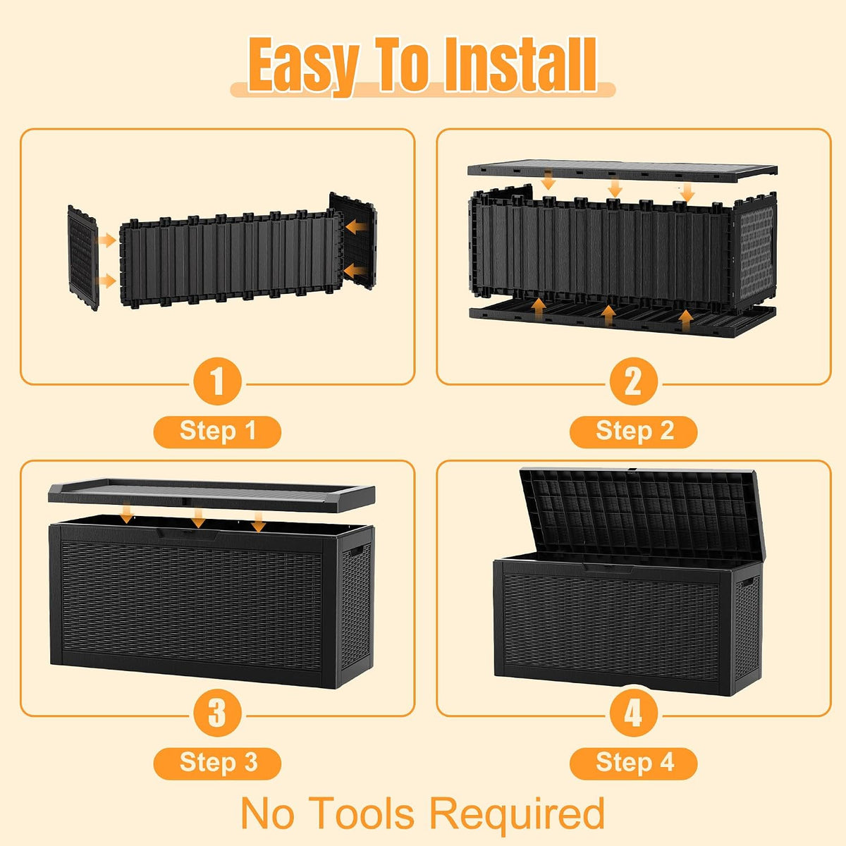 Outdoor Storage Box,100 Gallon Waterproof Resin Patio Deck Box