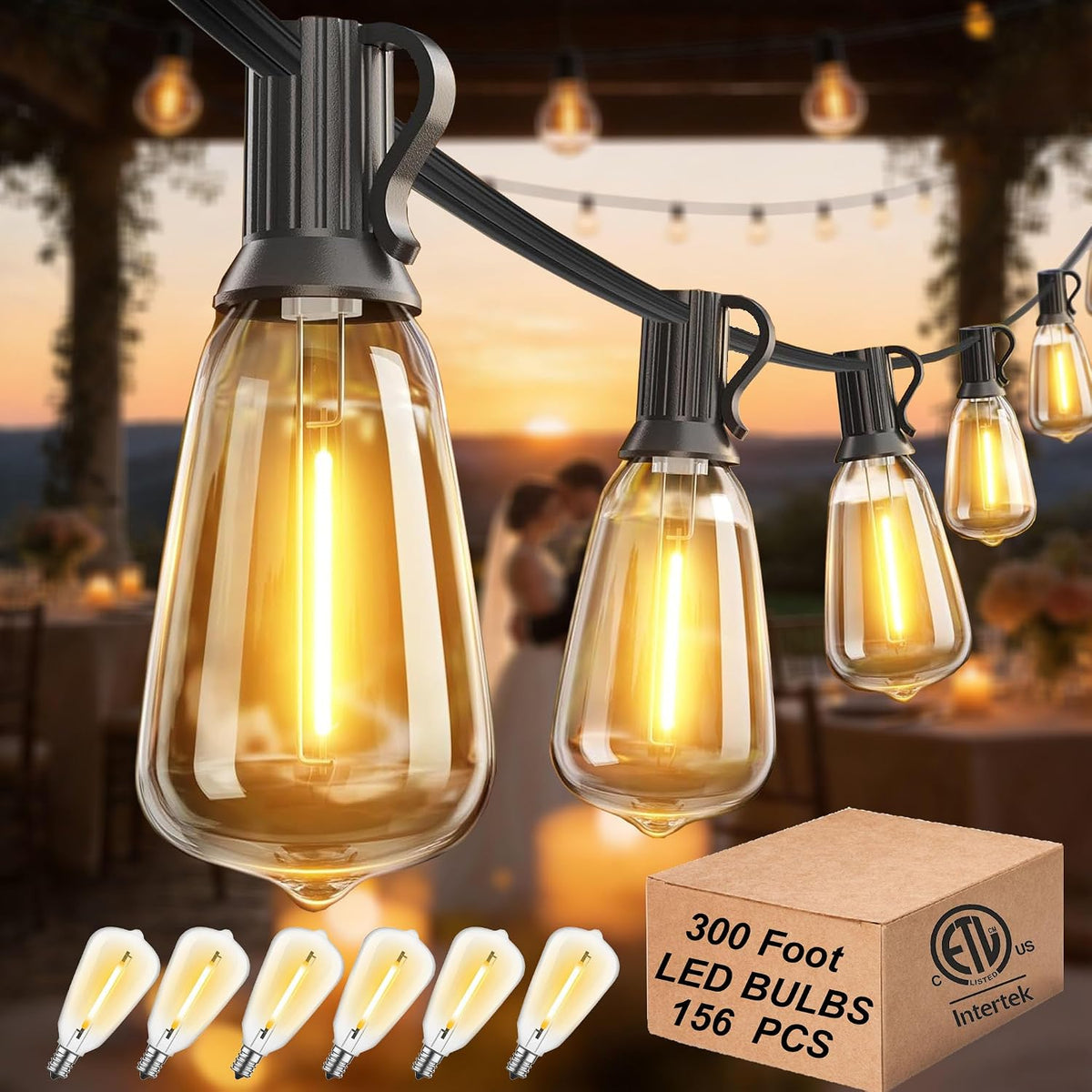 Outdoor String Lights Waterproof 300FT Patio Lighting for Outside Backyard