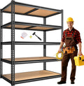 ROOMFAVE Garage Shelving Heavy Duty, 5 Tier,72" H x 35.56" W x 16" D Black