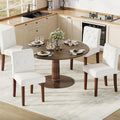Garvee Upholstered Dining Chairs Set of 4, Fabric Kitchen Chairs, White