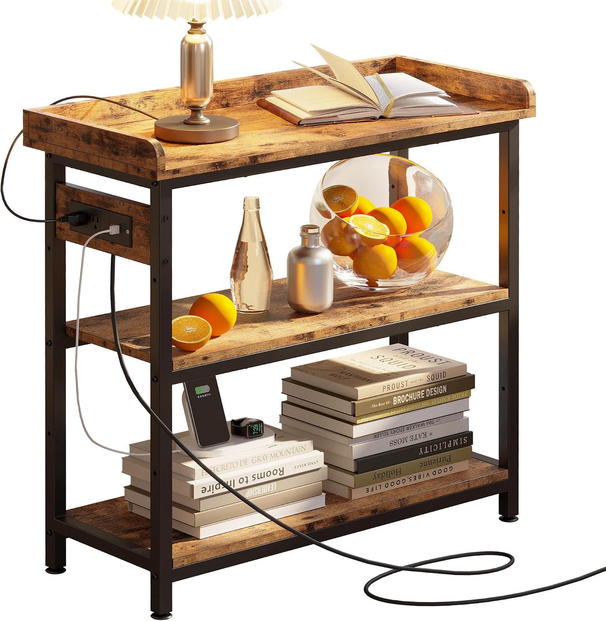 IRONCK Console Table with Power Outlet, One Piece Top, Sofa Table 32"