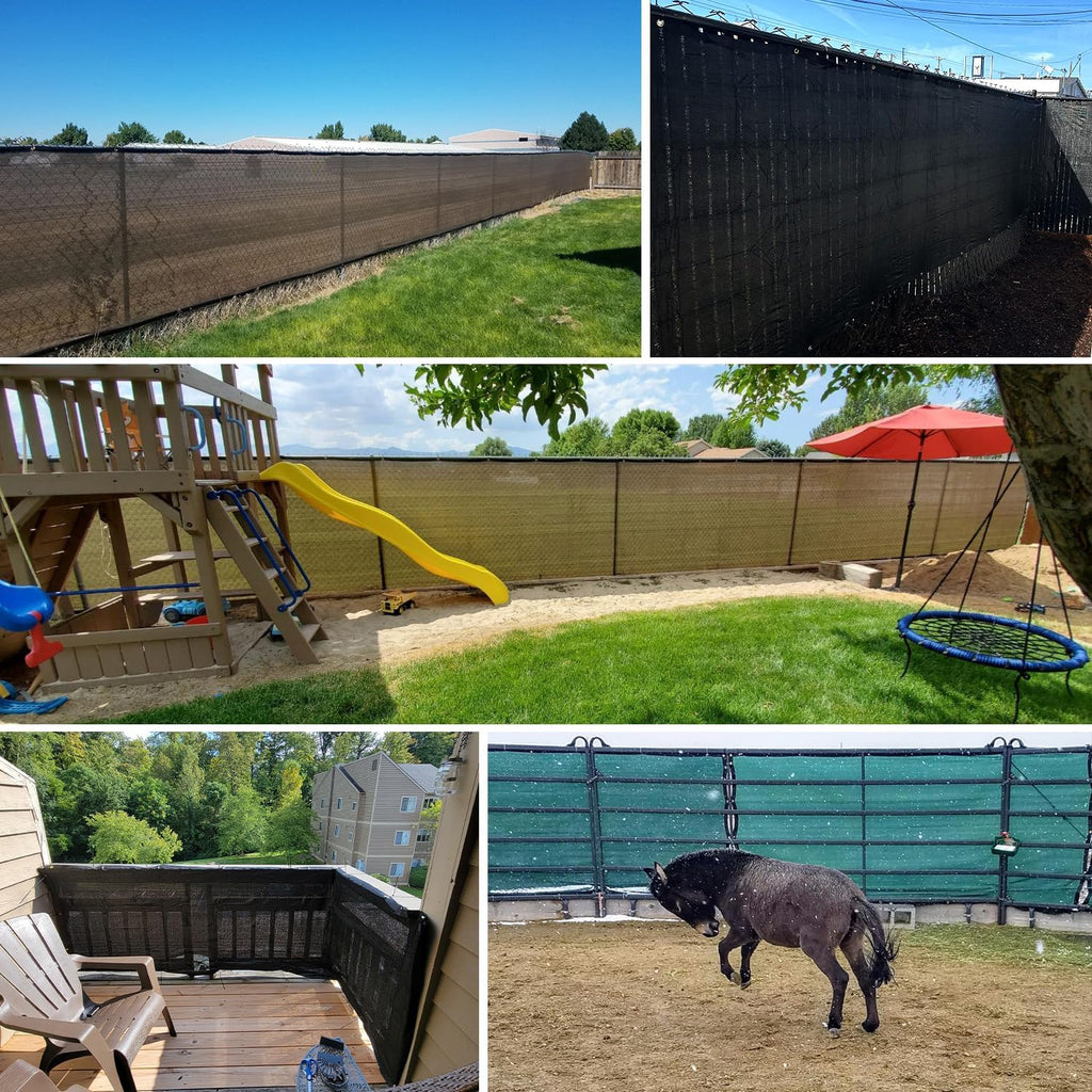 Patio 8' x 40' Fence Privacy Screen Gray Heavy Duty Windscreen Fabric Mesh Fencing Porch Screens, Outside Lattice Panels Chain Link Fences Deck Railing Cover for Outdoor Wall Backyard Balcony Pool