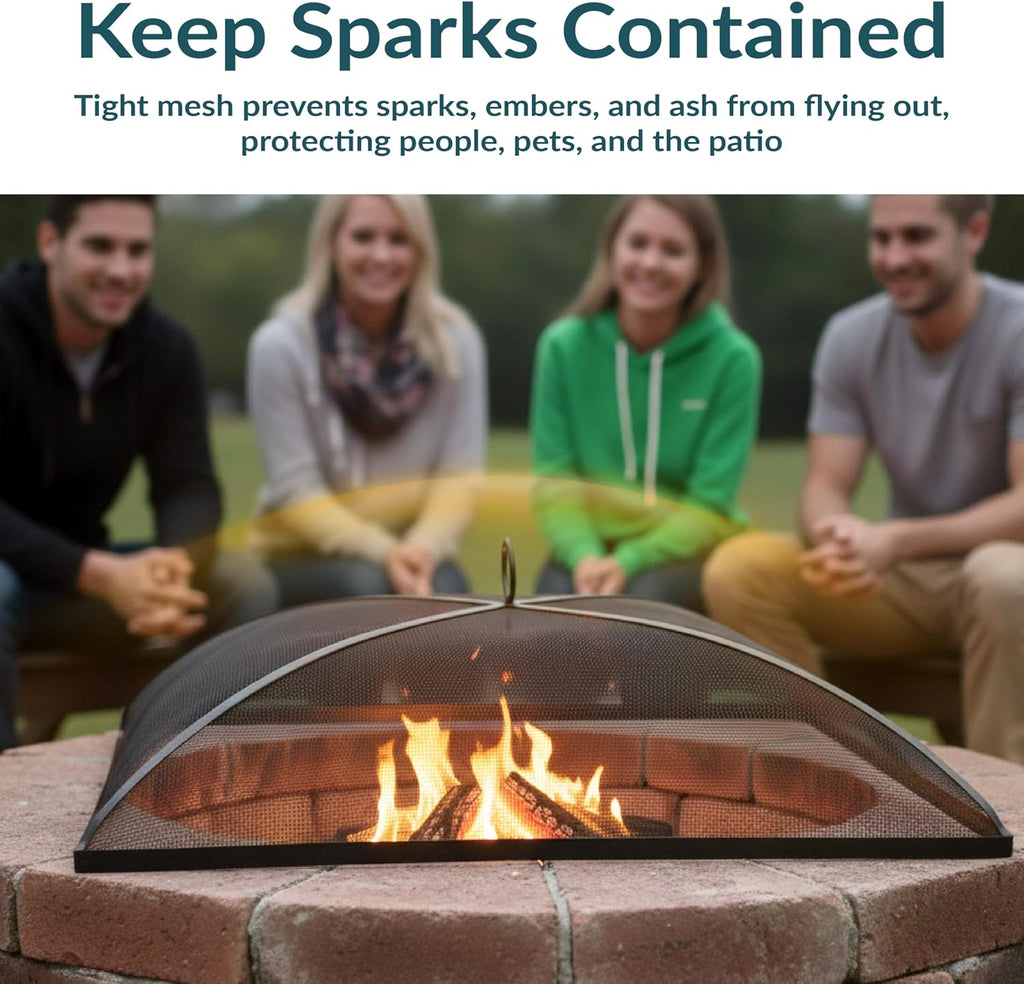 Sunnydaze Heavy Duty Square Fire Pit Screen Cover, Assembly-Free, 30"
