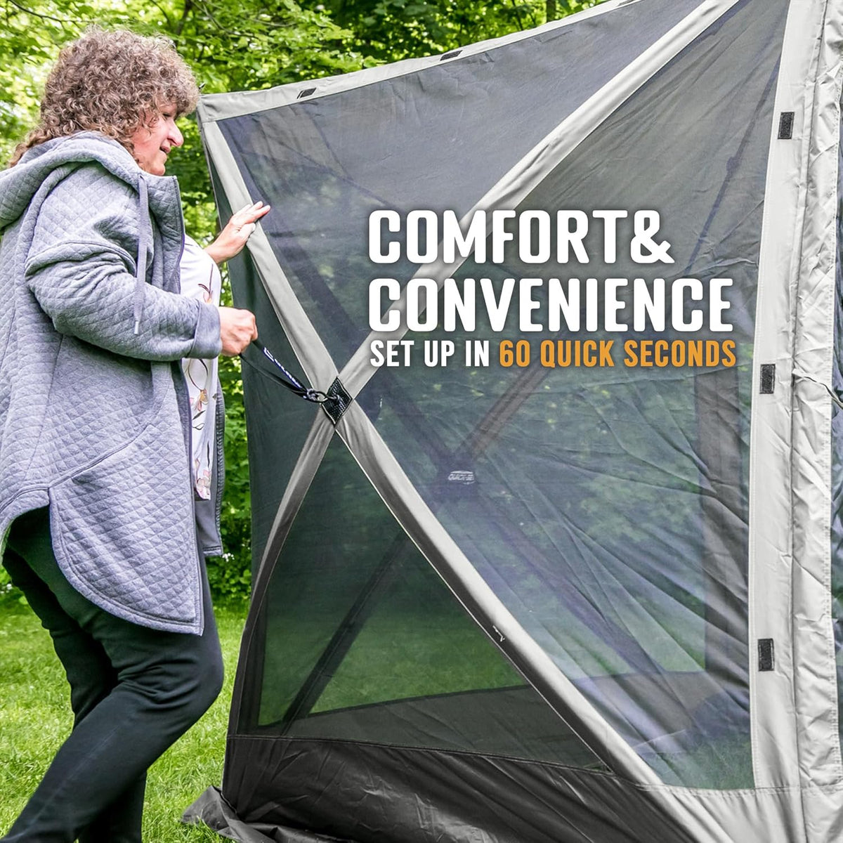 CLAM Pavilion Screen Tent | 12.5 Ft Pop Up Gazebo - Gray 8-Person Shelter