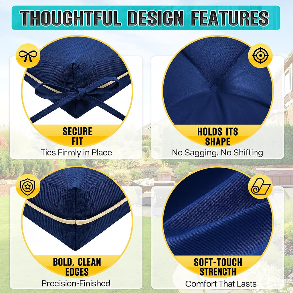 Patio Chair Cushions High Back 44"x22"x4" Thick (Blue)