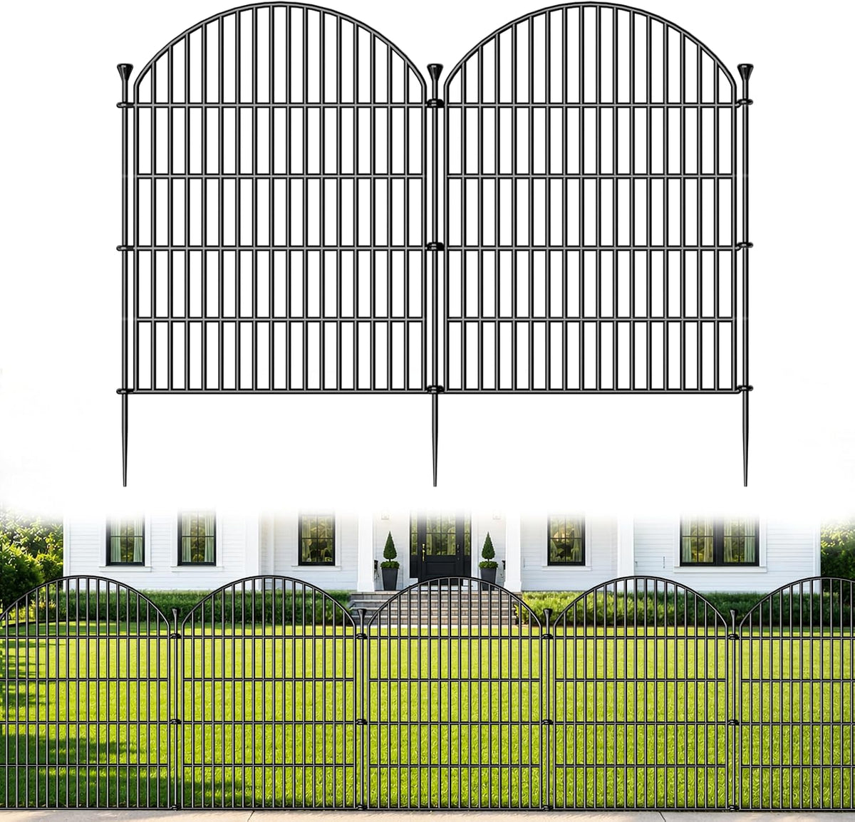 No Dig Garden Fence Panels, Dog Fence Outdoor for Yard, 6 Pack