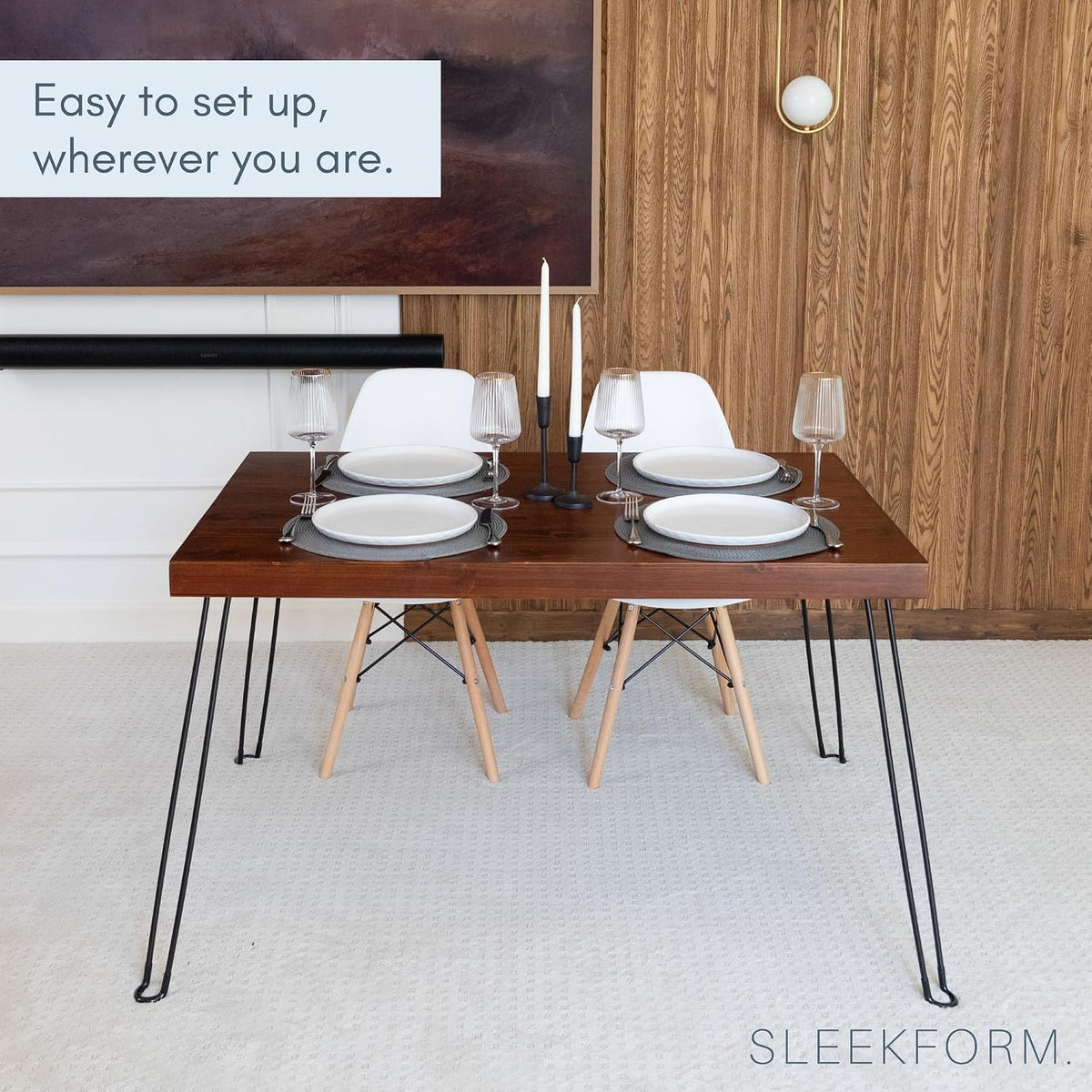 Sleekform Wooden Folding Dining Table for 4, 47 x 30 Inch