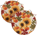 Outdoor 18-inch Round Reversible Seat Cushion, Sunflower