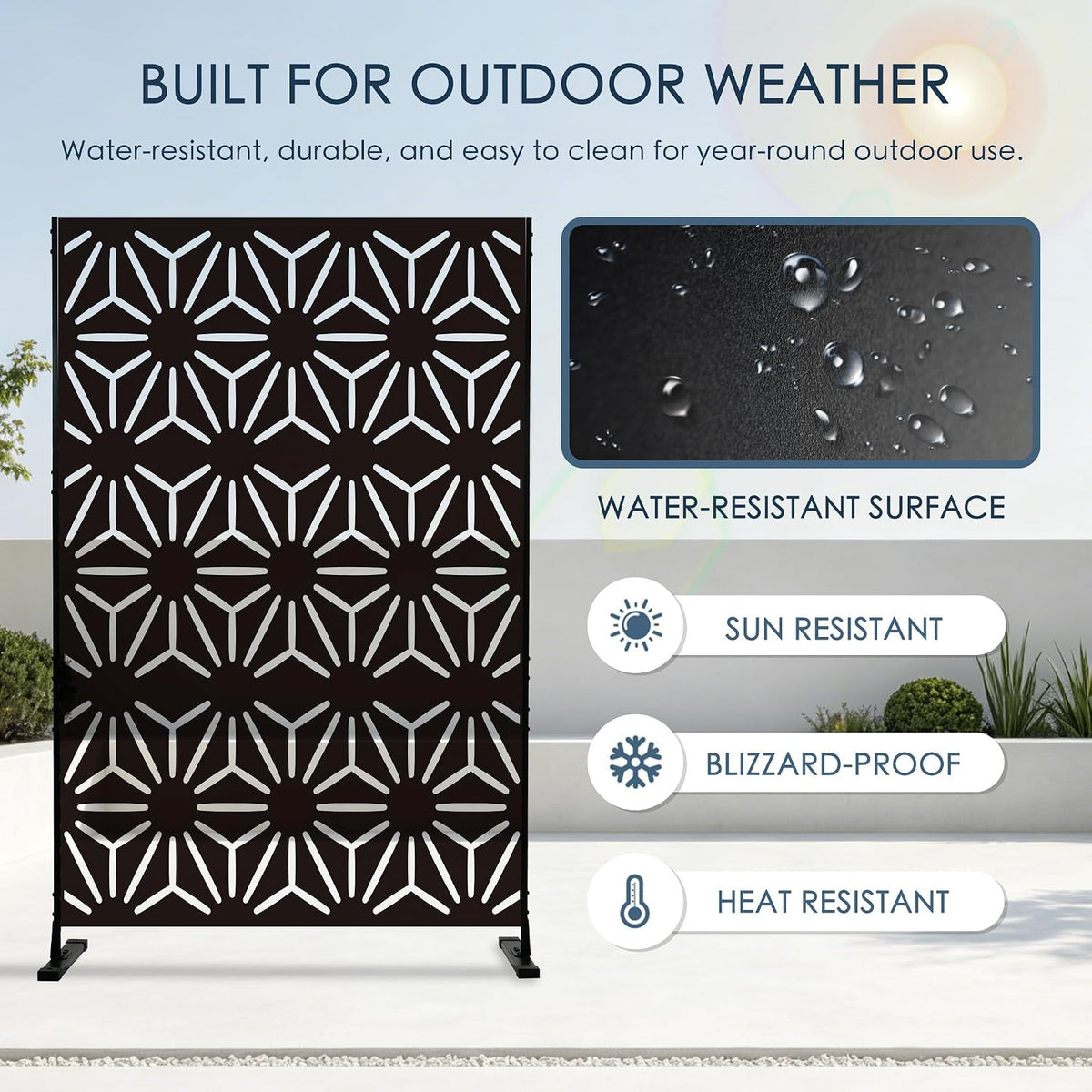 Kozyard Metal Privacy Screen 74" H x 47.2" W Decorative Outdoor Divider