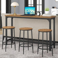 Bar Table Set for 3, 4 Piece Console Table with 3 Stools, Counter Height Sofa Table Set with 3 Chairs for Breakfast Nook, Living Room and Apartment (Brown)