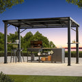 Covered Outdoor Grill Gazebo 6'x12'with Side Shelf, Outdoor Hardtop Gazebo with Bottle Opener & Hooks, Grill Canopy with Sturdy Rustproof Design for Backyard, Garden, Patio,Black
